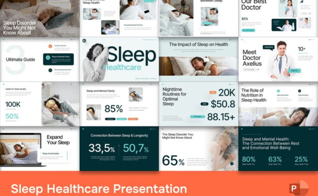 睡眠医疗保健PPT模板 (PPTX)