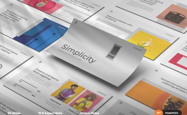 极简主义流行色彩PPT模板 (PPTX)