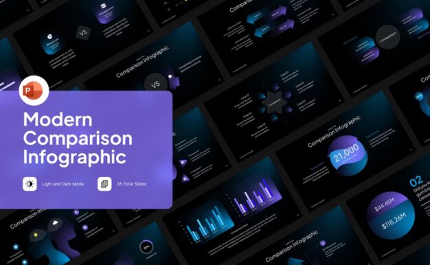 现代比较信息图PPT模板 (PPTX)