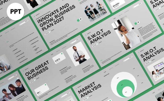 绿色现代商业计划PPT模板 (PPT,PPTX)