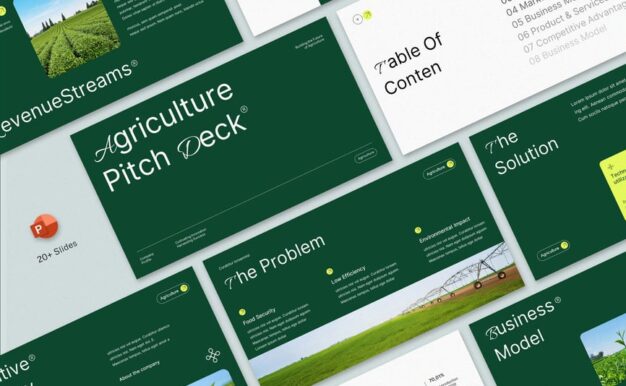 绿白色现代农业俯仰甲板PPT模板 (PPT,PPTX)