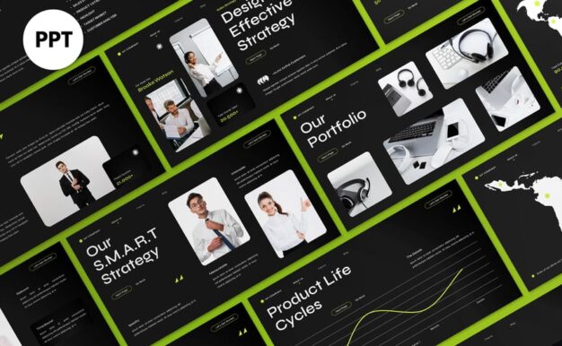 黑色优雅销售策略计划PPT模板 (PPT,PPTX)