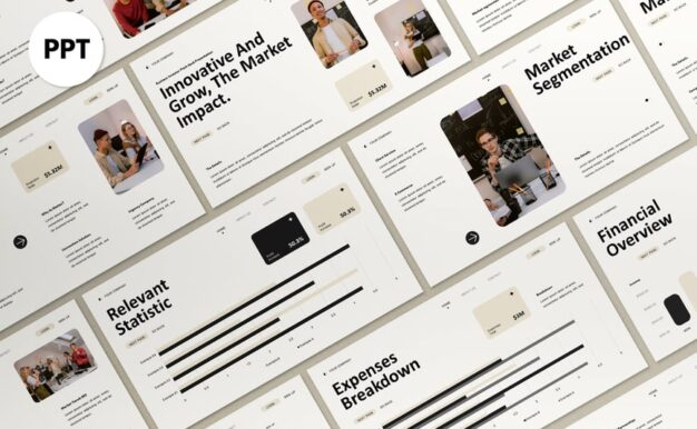 白色现代俯仰甲板PPT模板 (PPT,PPTX)