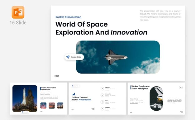 白色蓝色现代空间探索演示PPT模板 (PPTX)