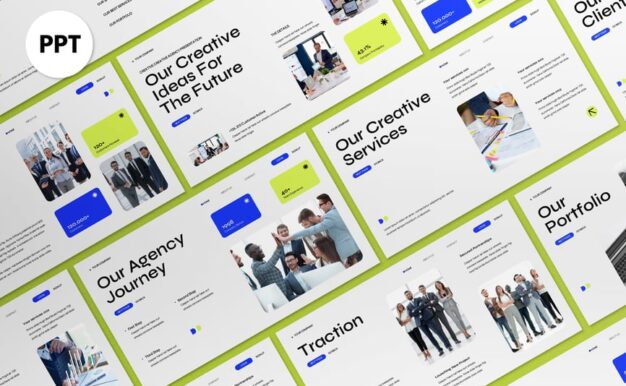 绿色蓝色现代商业策略PPT模板 (PPT,PPTX)