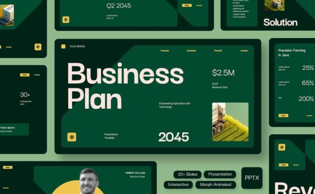 变形互动农业业务计划PPT模板 (PPTX)