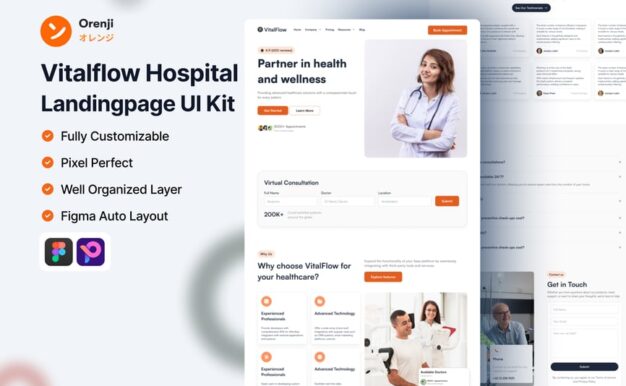 Vitalflow 医院登录页面 UI 套件