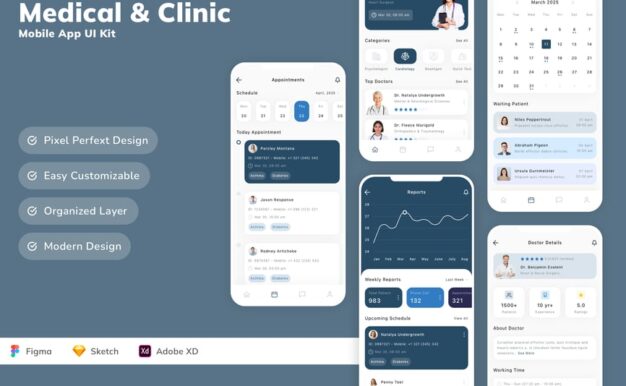 医疗诊所移动应用 UI 套件
