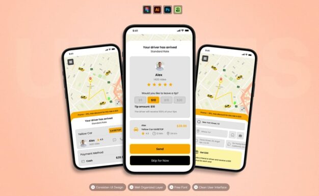 Taxi Online – 移动应用 UI 套件