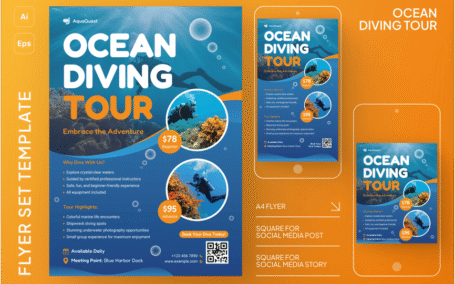 海洋潜水旅游传单套装