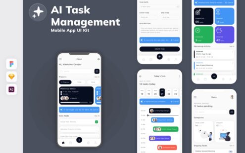 AI任务管理移动应用UI套件
