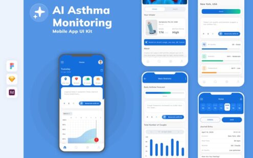 AI哮喘监测移动应用UI套件