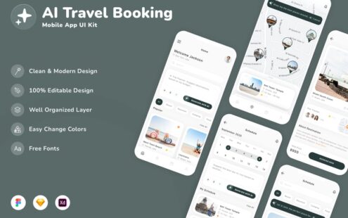 AI 旅行预订移动应用 UI 套件