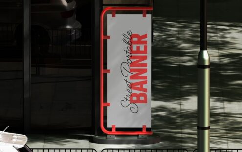 城市街道横幅广告样机