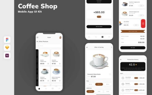 咖啡店移动应用 UI 套件