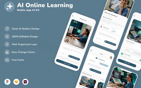 AI在线学习移动应用UI套件