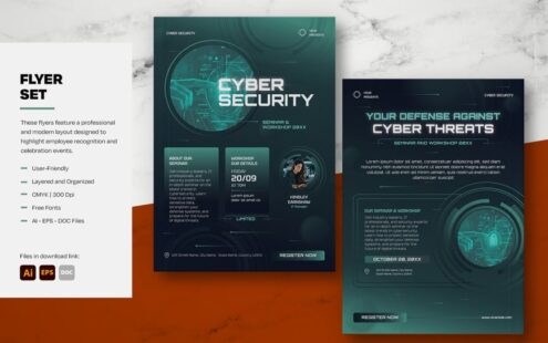 用青色清洁网络安全研讨会传单