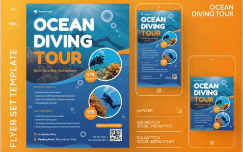 海洋潜水旅游传单套装