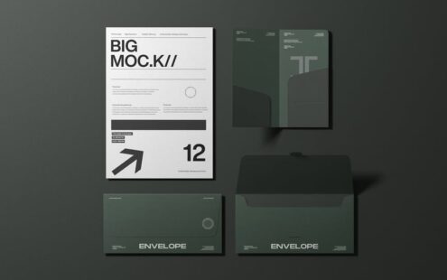 信纸和信封文具样机套装