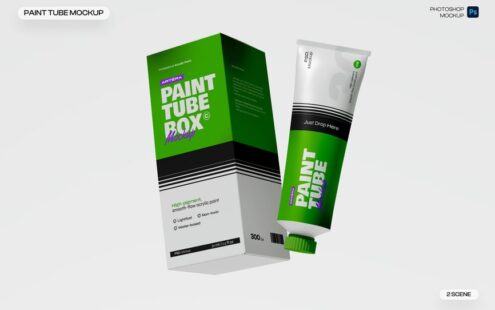 带包装盒的颜料管模型