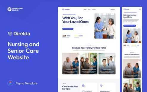 Direlda – 高级护理网站 UI Figma
