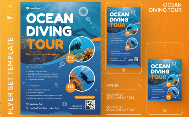 海洋潜水旅游传单套装