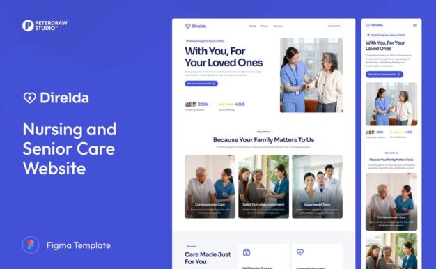 Direlda – 高级护理网站 UI Figma