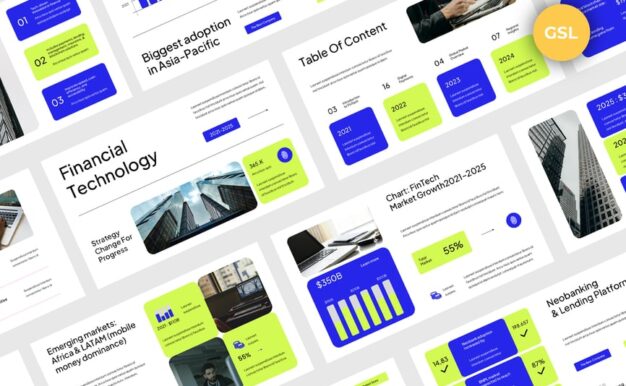 蓝色金融科技谷歌幻灯片 003