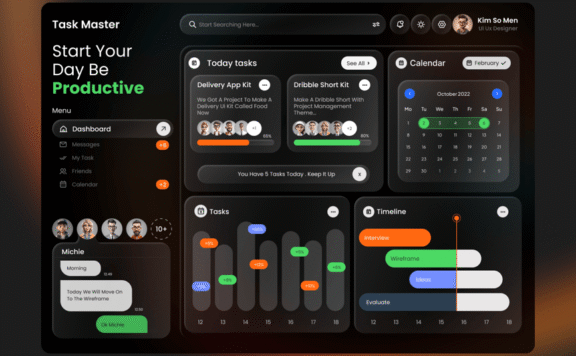 玻璃效应团队任务管理仪表盘