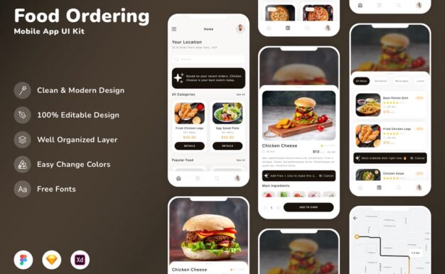 食品订购移动应用 UI 套件