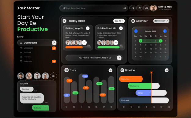 玻璃效应团队任务管理仪表盘
